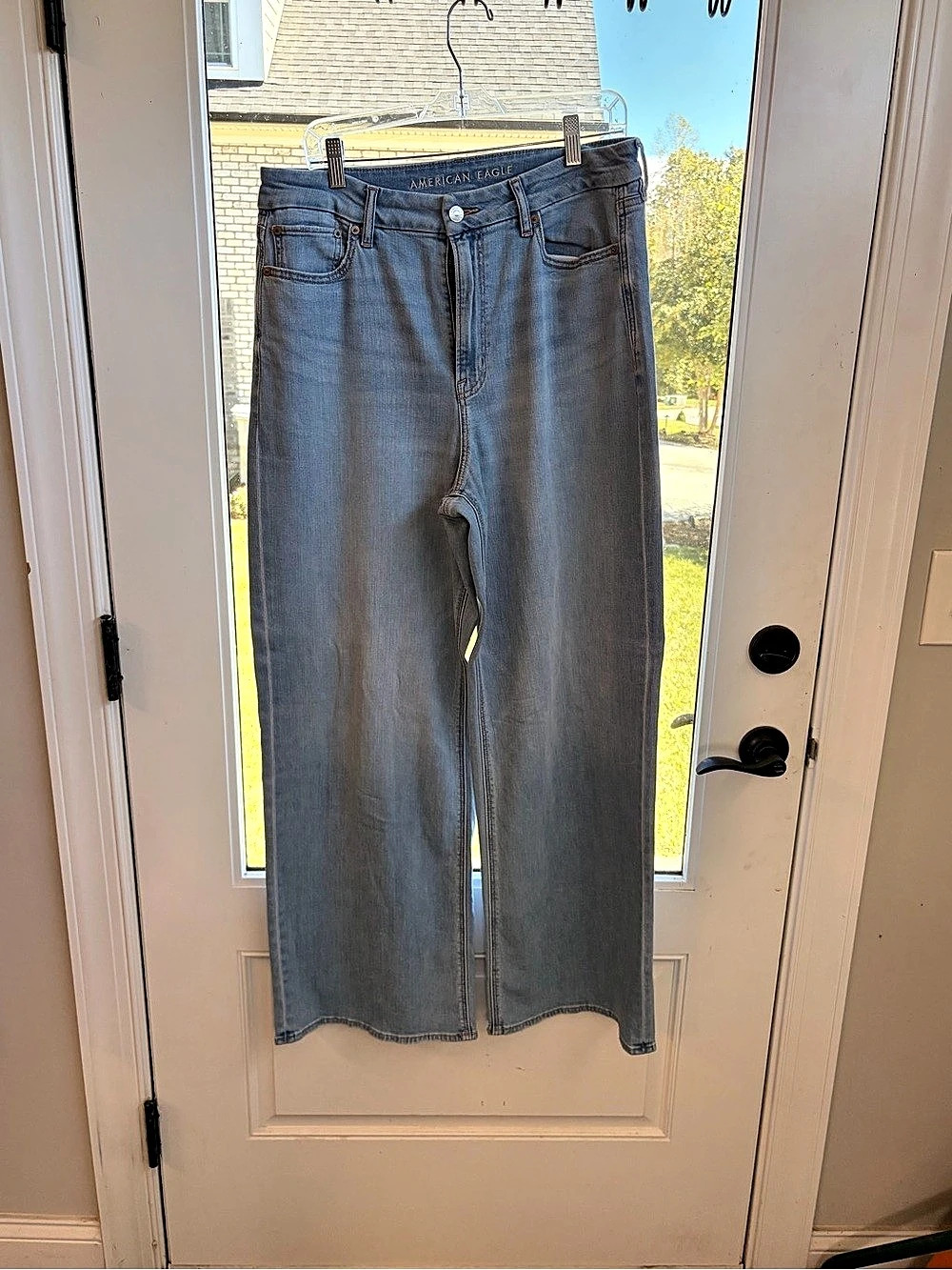 American Eagle Stretch High-Waisted Wide Leg Jeans Blue Size 14